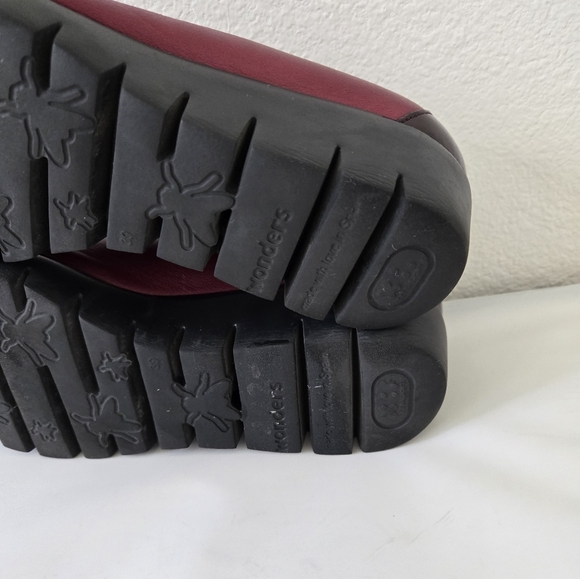 Wonders Fly Classic Leather Wedge Pumps Loafer Burgundy Size 39 Or US 9 - Picture 10 of 16
